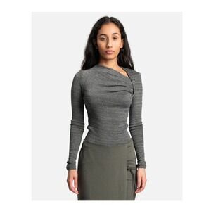 Isabel Marant Etoile Jeneth Asymmetric Bodycon Grey Long Sleeve Knit Top Size 38
